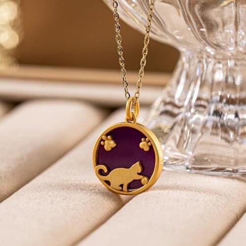 Original New Silver Inlaid Zircon Cartoon Cat Necklace Pendant Fashion Fashion Retro Temperament Ladies Jewelry