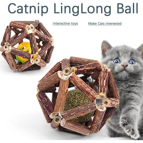 ZK20 Catnip Ball Cat Toys Interactive For Kitten Matatabi Polygonum Cleaning Cats Teeth Healthy Catnip Wooden Balls Pet supplies
