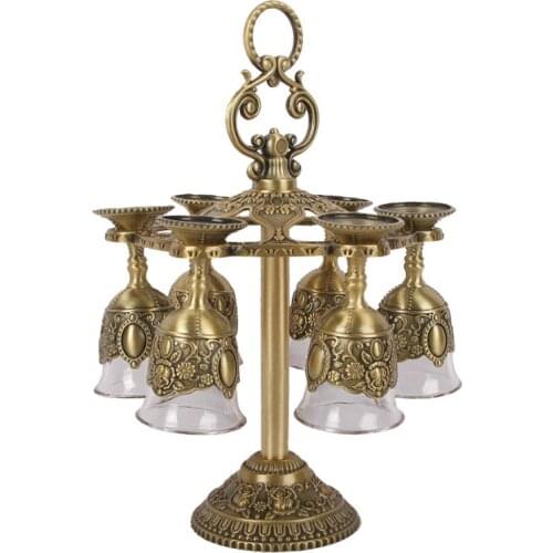 Zq Chinese Style Liquor Glass Set Tass Glass Goblet Classical Wine Set 6 Pieces