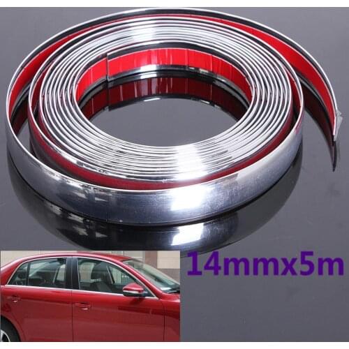 14mm 5M Auto Car Styling Decorative Moulding Strip Trim Self Adhesive Protecter Decal Chrome Styling Van