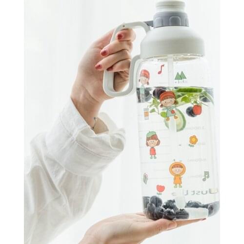 1800ml Large Capacity PC Tumbler Cups Space Sports Drink Kettle Portable Handle Travel My Straw Water Bottle Capacity Scale