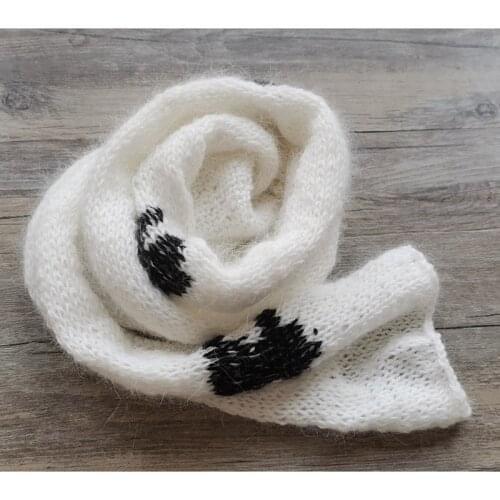 P31B 2 Pcs Infants Mink Fur Cute Cow Ear Hat Wrap Set Baby Blanket Beanie Props