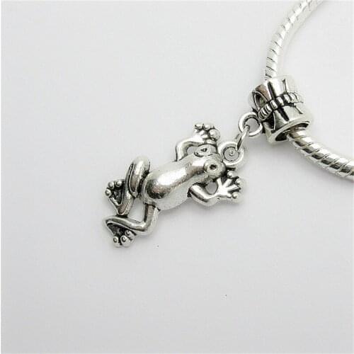 New 20pcs Frog Charm Big Hole Bead European Pendant Fit For Pandora Style Bracelets Necklace DIY Metal Jewelry Making