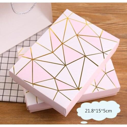 21.8x15x5cm pink hot stamping Design Paper Cake Box Chocolate Party Cookies Box Gift Box 100pcs/lot Free shipping SN1306