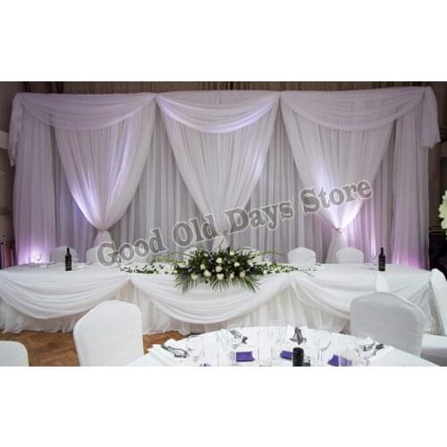3M x 6M White Wedding Backdrop with beautiful swags Marriage drapes Wedding Decoration