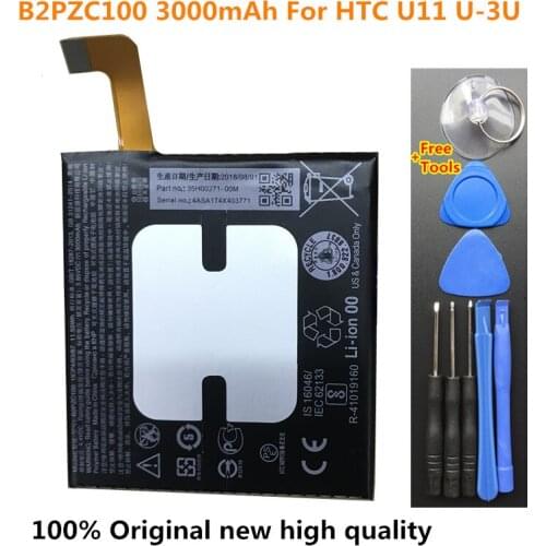 3000mAh Original New High Quality B2PZC100 For HTC U11 U-3U Mobile Phone Battery + Tools