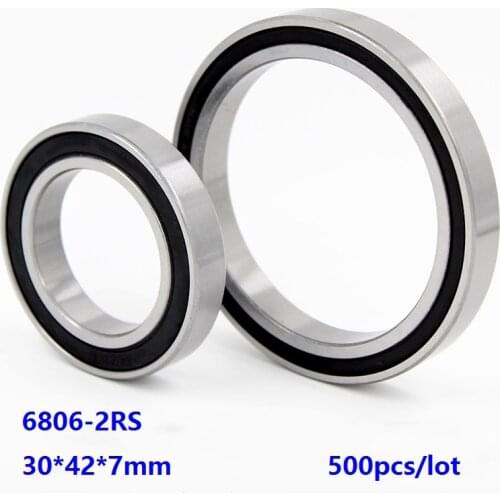 500pcs/lot 6806-2RS 6806RS 6806 2RS 30×42×7mm High Quality Thin Wall Deep Groove Ball bearing Double rubber cover 30*42*7mm