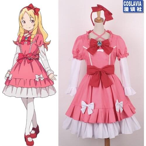 Anime Eromanga Sensei Yamada Elf Cosplay Costume Cute Pink Uniform Dress Adult Unisex Party Role Play Clothing Custom-Make Any