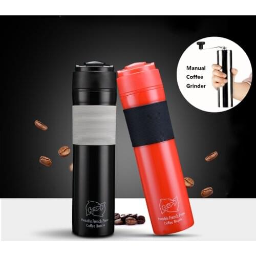 Portable French Press 350ml Coffee Maker Black Plastic Double Wall Mug Filtration Water Isolation Tea Coffee Cup