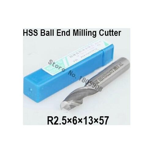 Free shipping 10PCS R2.5 high speed steel ball end milling cutter, straight shank white steel cutter, R alloy milling cutter