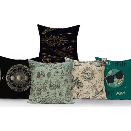 Outer Space Planet Cushions Cover Universe Star Decorative Pillow Cases Sofa Cushion Covers Cartoon Sun Pillows Case Dakimakura