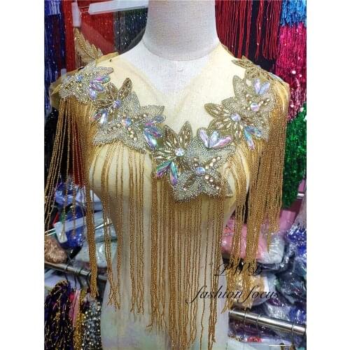 Flower beaded fringes for clothing ribbon beaded fringe trim lace for wedding bridal gown dress/party sewing