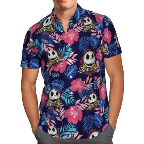 Skull 3D Printing Beach Hawaiian 2021 Summer Shirt Short Sleeve Shirt Streetwear Oversized 5XL Camisa Social Chemise Homme J029