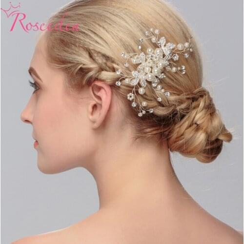 Bridal Pearl Hair Comb Wedding Accessories Jewelry Rhinestone Flower Wedding Hair Combs Handmade Wedding Hair Ornaments RE3506