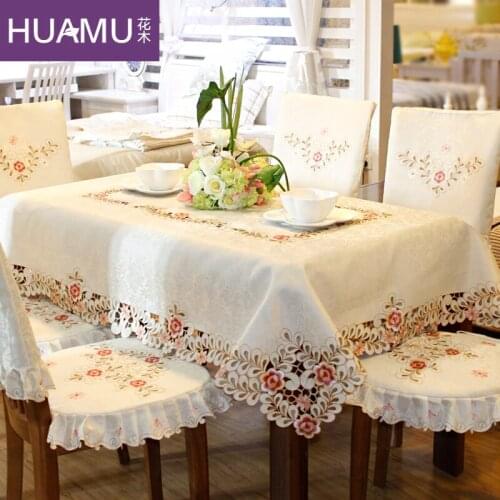 Grade embroidered Top dining table cloth Thick warm chair covers cushion Cloth art luxurious lace cloth set table cloth