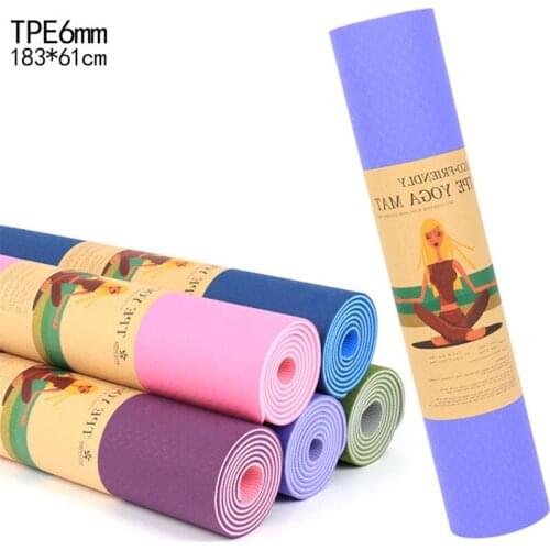 6MM TPE Yoga Mat Non-slip Sports Gym Pilates Mats Double color Body Building Fitness Exercise Equipment For Beginners 183*61cm