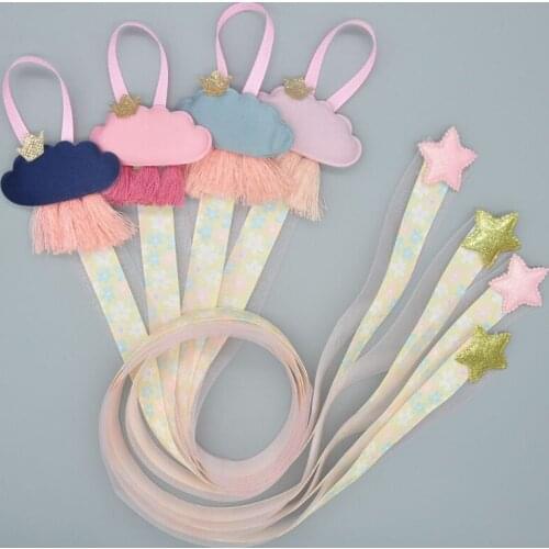 Girls Baby Ribbon Hanging Hair Bow Headband Clip Organizer Cloud Tassels Holder DXAA