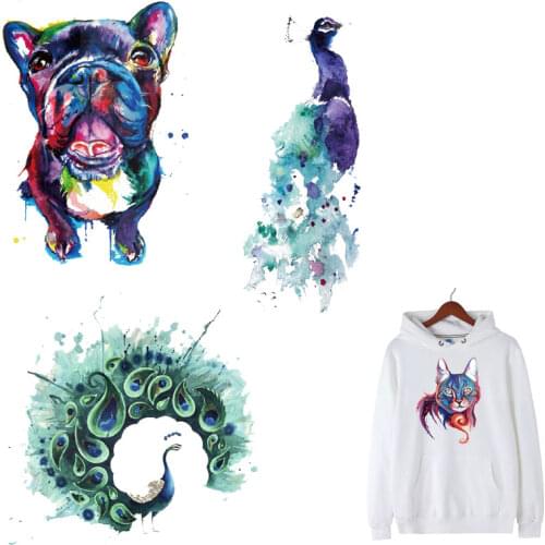 Cute Colorful Dog Owl cartoon Animals Patches Clothing Applications Decor Heat Transfer Fusible Clothing Stickers DIY Tops PVC E