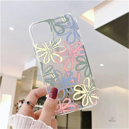 Cute Cartoon Daisy Flower Phone Case For iPhone 12 11 Pro XS MAX 12 Mini 8 7 6 6S Plus X 5S SE 2020 XR Clear Shockproof Shell