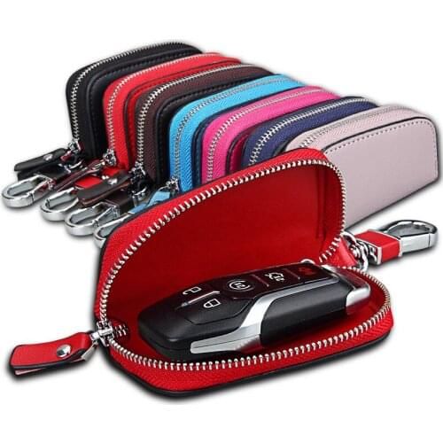 Retro Head Layer Cowhide Leather Car Key Wallet Multi-functional Soft Psoriasis Key Pouch Lock Car Key Bag Pocket