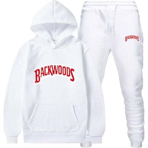 Fashion brand Backwoods Mens Set Fleece Hoodie Pant Thick Warm Tracksuit Sportswear Hooded Track Suits Male Sweatsuit Tracksuit