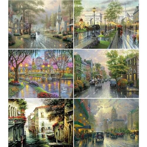 5D DIY Diamond Painting Landscape City Street Kit Full Drill Embroidery Diamond Mosaic Art Picture Crystal Decor New Arrival