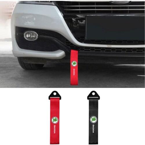 27*5cm Nylon Car Trailer Rope For Skoda Octavia Fabia 2 A7 Tour RS Rapid Kodiaq Yeti Auto Towing Belt Grille Styling Accessories