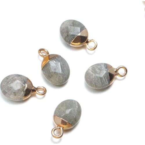 Natural Stone Labradorite Pendant Trendy Faceted Pendants Charms for Making DIY Necklace Earrings Jewelry 5Pcs