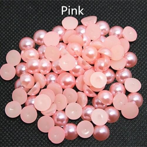 1.5-12mm Pink half round flatback ABS pearl beads for diy scrapbooking,HR005