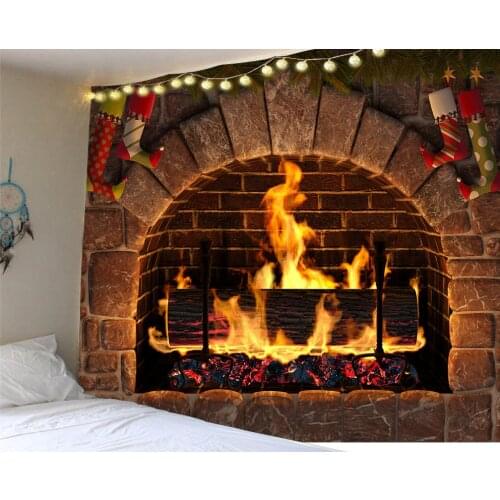 Christmas Wall Tapestry Fireplace Tree Hippie Winter Anime Tapestry Aesthetic Room Decor Living Room Wall Hanging Blanket Cloth