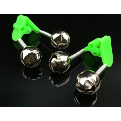1Pcs Bite Alarms fishing rod bells Fishing Accessory Rod Clamp Tip Clip Bells Ring Green ABS Outdoor Metal Tackle Tools