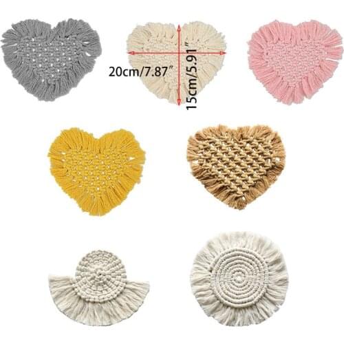 Boho Handwoven Tassel Coaster Heat Resistant Braided Macrame Placemat Table Mat R7RC