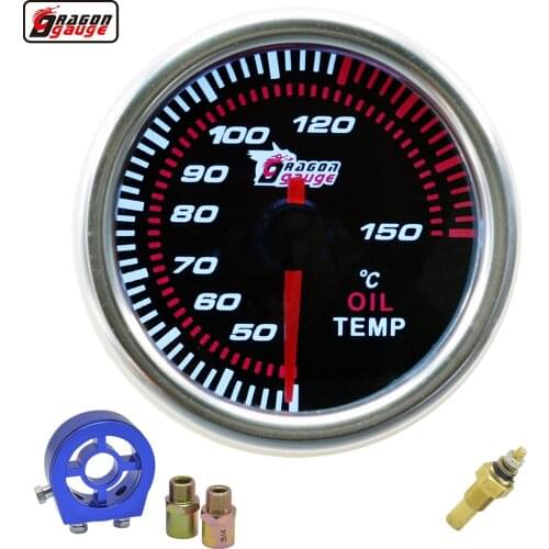 Dragon gauge 52 mm Pointer Auto Car Modified Oil temperature meter white Backlight With sensor Oil temp gague Free shipping