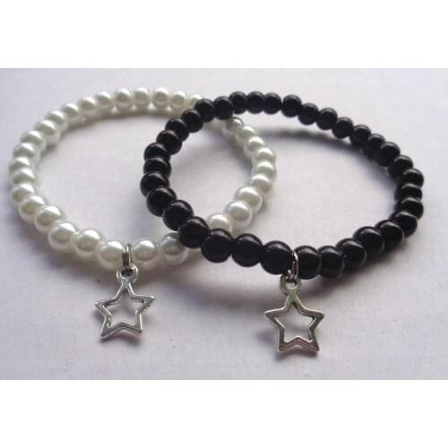 Vintage Silver Black White Pearl Bead Love Heart Dog Paw Charms Cuff Bracelet Anklets Bracelets Jewelry Women Accessories B433