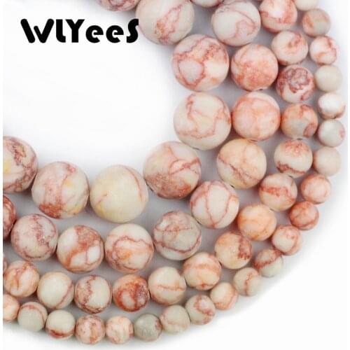 WLYeeS Top quality Matte Red grid Natural Stone Round Loose bead 4/6/8/10/12MM Charm women Jewelry bracelet making accessory DIY