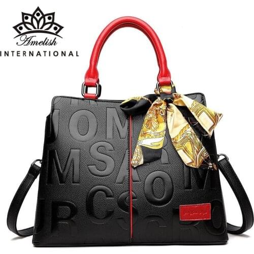 AMELISH Scarves Top-handle Totes for Women Fashion Characters Shoulder Bag Office Lady Party Travel Messenger Handbag Hand Bag