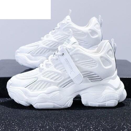 2021 Women Chunky Sneakers Fashion Spring New Platform Shoes Woman Breathable Mesh White Sneakers Lace-up Women Casual Shoes