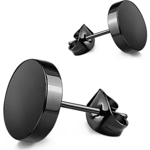 KOFSAC Korean Fashion Mens Ear Jewelry Personality Vintage Black Titanium Steel Earrings for Women Party Explosion Fine Earring