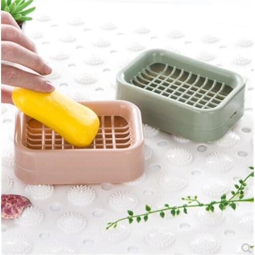 1Pcs Double Layer Plastic Soap Box Holder Shower Soapdish Non-slip Dish Draining Tool Portable Soap Dishes Bathroom Gadgets
