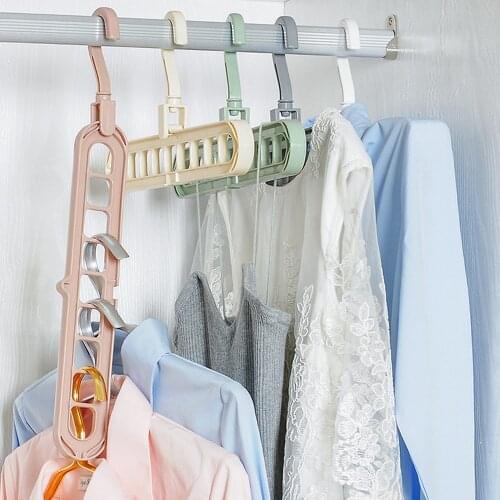 1/3/5/7pcs Creative Clothes Hanger 9 Hole Towel Hook Closet Organizer Plastic Storage Rack Practical Hanger Color Random