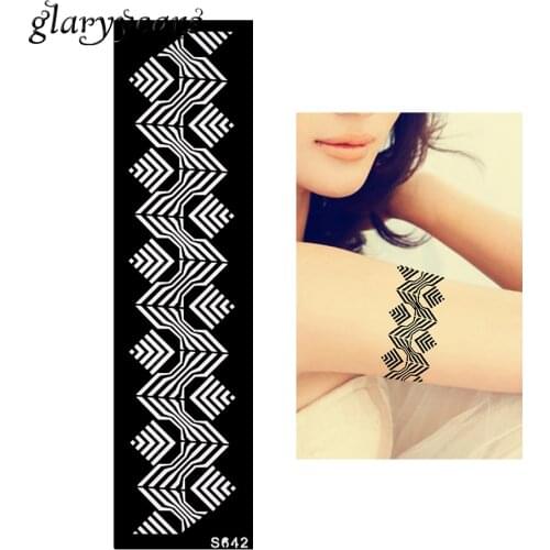 1 Piece Women Arm Shoulder Body Art Paint Tattoo Henna Stencil Stripe Bracelet Pattern Design DIY Tattoo Template Non-toxic S642