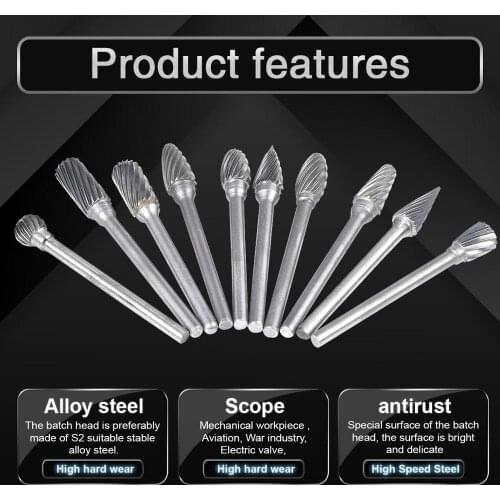 10pcs 3mm Shank Tungsten Carbide Milling Cutter Rotary Mini Drill Bits for Dremel Accessories Woodworking Carving Drilling Tool