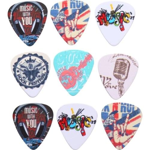 10pcs Mixed Pattern Mediator Rock Gestures 0.46mm/0.71mm Acoustic Guitar Picks Plectrums Celluloid Shrapnel Guitar Accessories