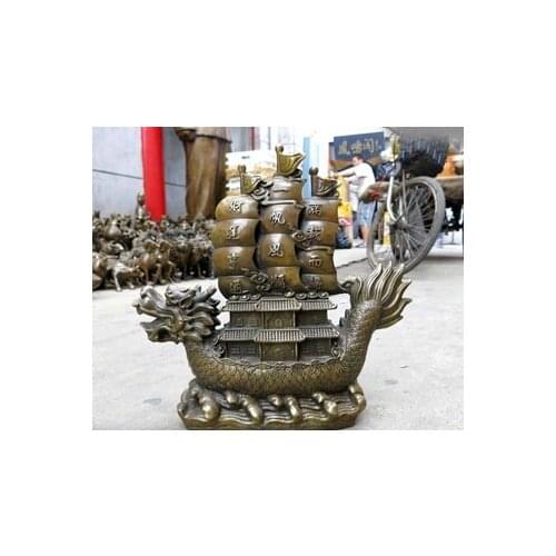 15 " China bronce tallada lucky todo va bien barco del estatua copper decoration bronze factory Pure Brass