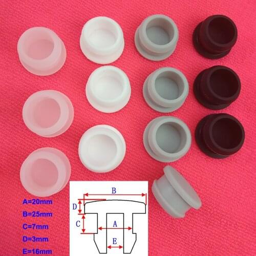 2/5/10/20pcs 20mm Silicone Rubber Hole Caps Inner Hole 16mm T-type Plug Cover Snap-on Gasket Blind Hole Seal Stopper