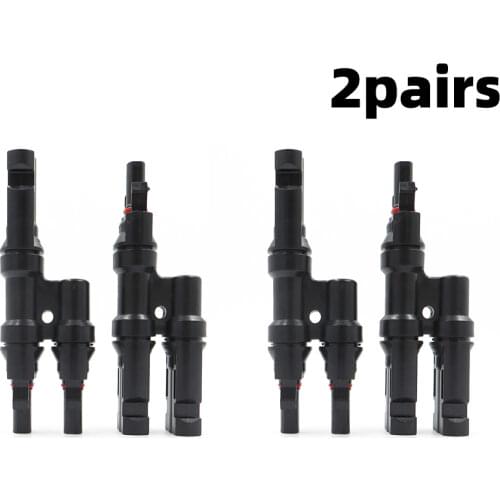 1pair x PV T Branch parallel connection 30A 1000V Electrical PV Connector Photovoltaic 2pcs solar Panel Cable Wire Connect