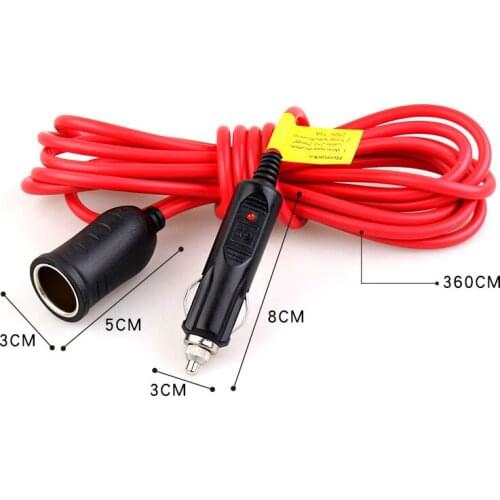250V 15A Heavy Duty Extension Cord with Cigarette Lighter Plug Socket for Cars TD326