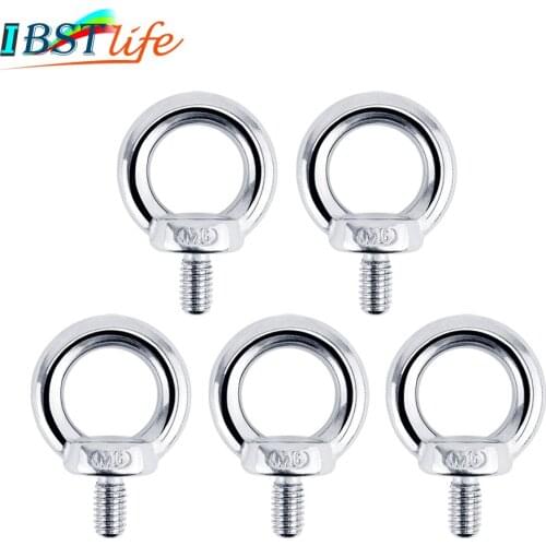 5PCS DIN580 M6 Eye Bolt 304 Stainless Steel Marine Lifting Eye Screws Ring Loop Hole for Cable Rope Eyebolt Boat Acceories