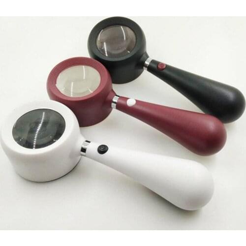 5X Red Black White Pocket Toy Gift LED Children Educational Magnifier 4.5 Times Magnifying Glass Handheld Office Reading Loupe