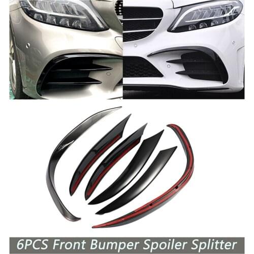 6Pcs Car Front Bumper Spoiler Splitter Cover Grille Vent Trim for Mercedes-Benz C-Class C200 C260 W205 2019